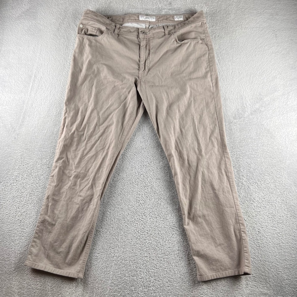Brax Cooper Fancy Mens Regular Fit Pants Tan Khaki 40/34 fits 38x28 preppy